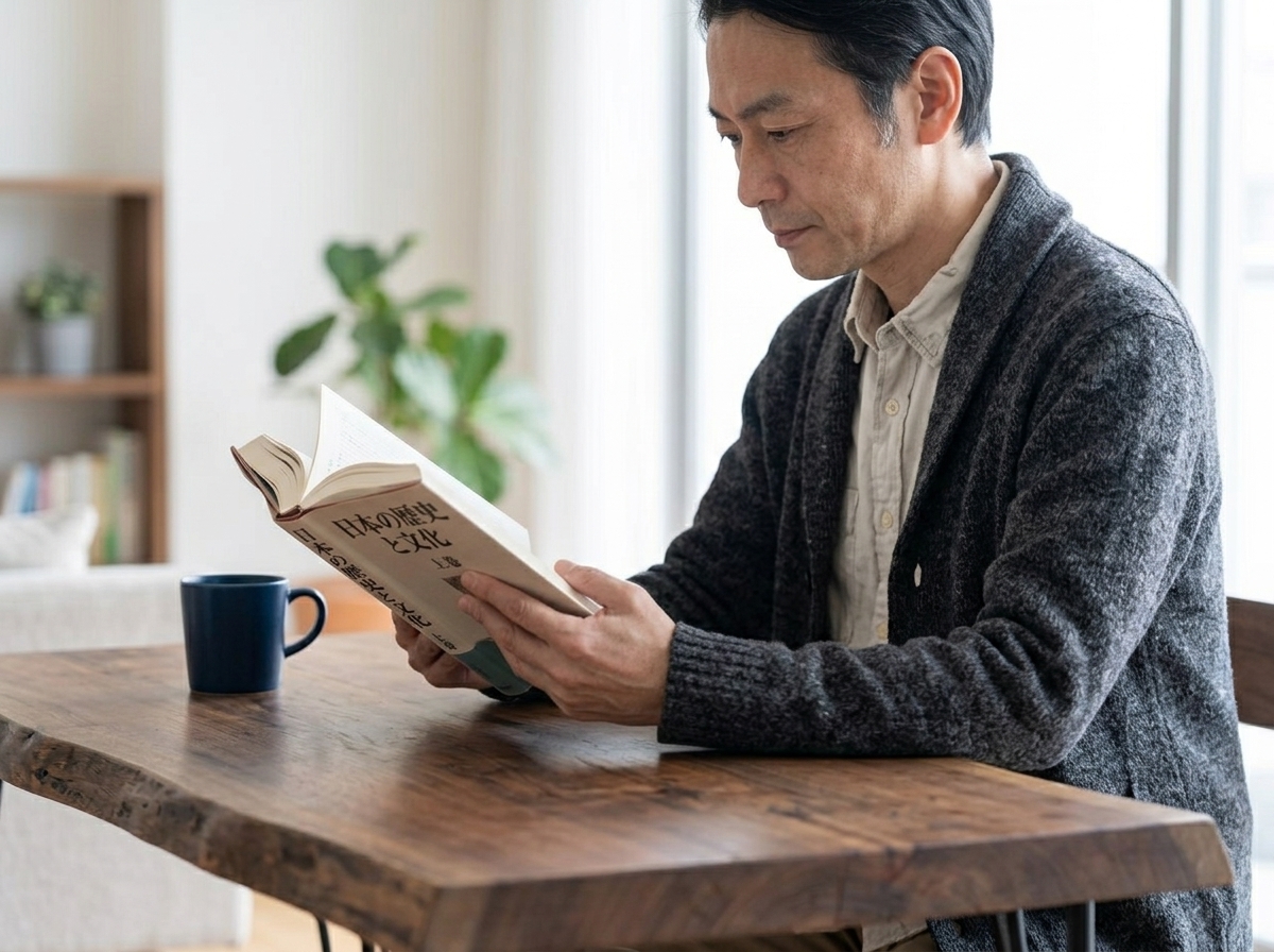 将来のことを考えながら資料を確認する中高年男性